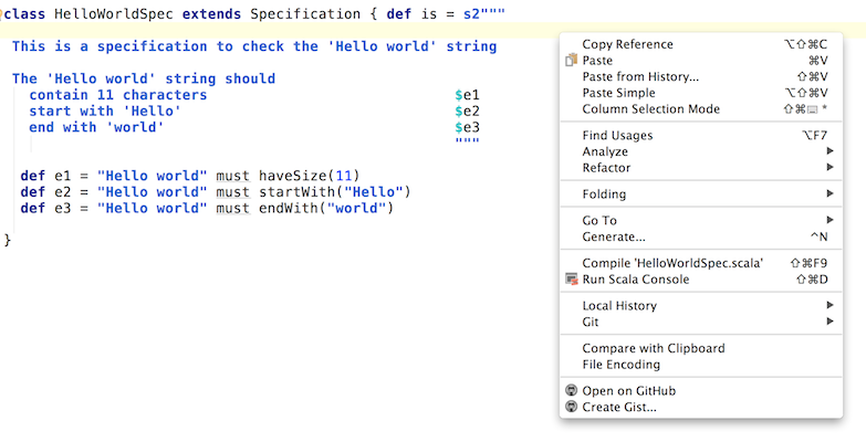 specs2 in Intellij